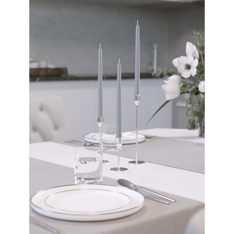 Candwax 10 inch Tapered Candles Set of 12 - Dripless and Unscented Candlesticks - Perfect as Dinner and Household - Light Gray - Image 5